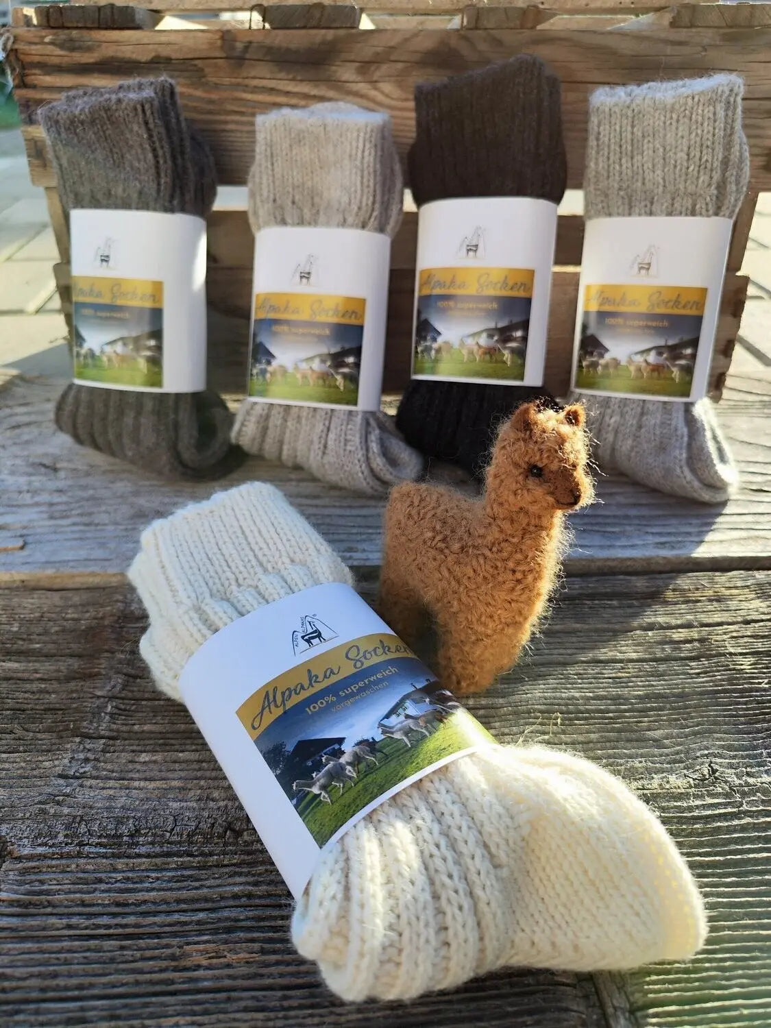 Alpaka Kuschelsocken Natur (dick) Mein Shop
